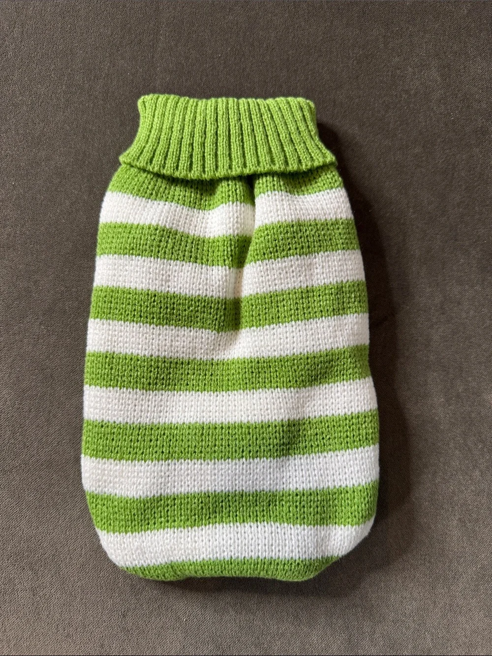 Green and White Striped Knit Pet Dog Cat Sweater Ribbed Turtle Neck Size M NEW